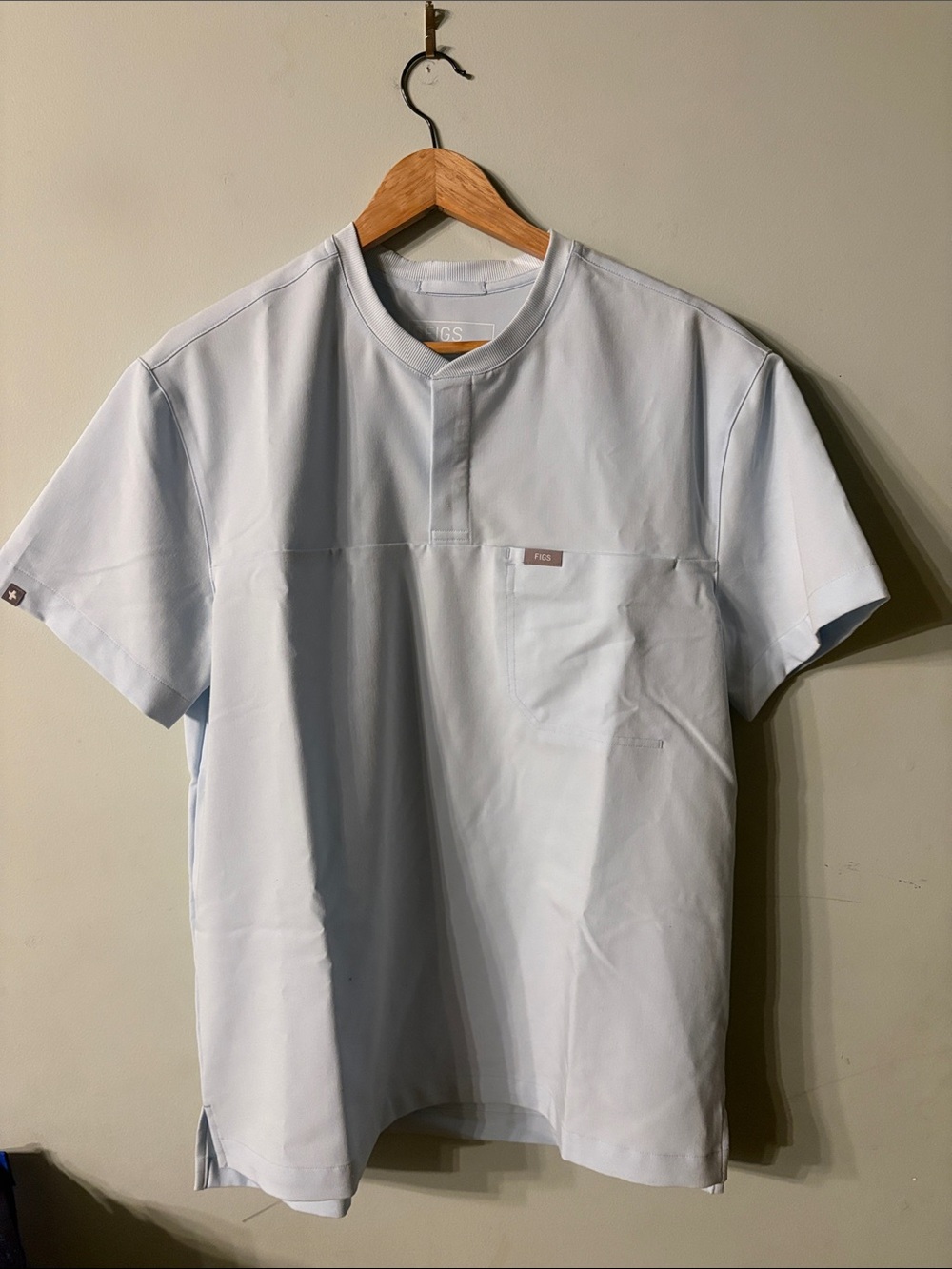 Mens Light Blue Figs Mock Neck Scrub TOP Small